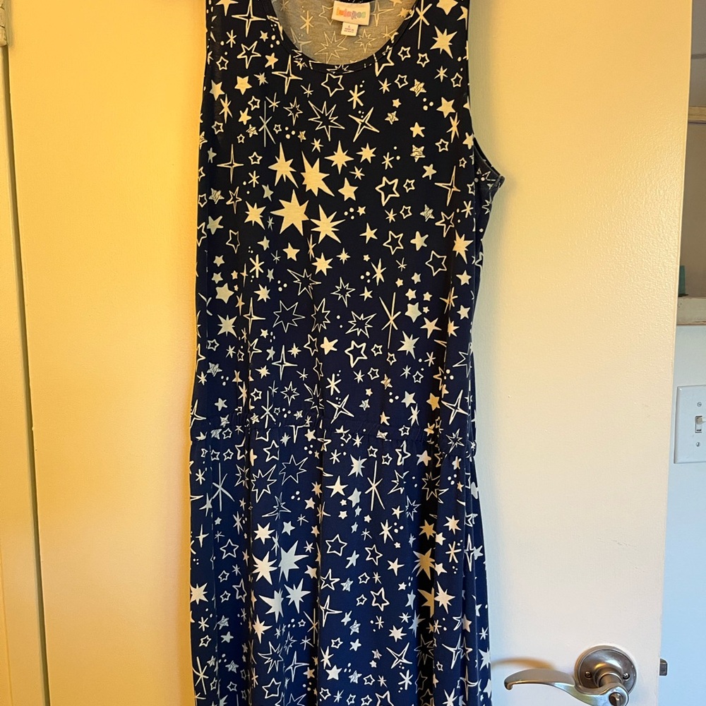 LuLaRoe Navy and White Star Pattern Dress